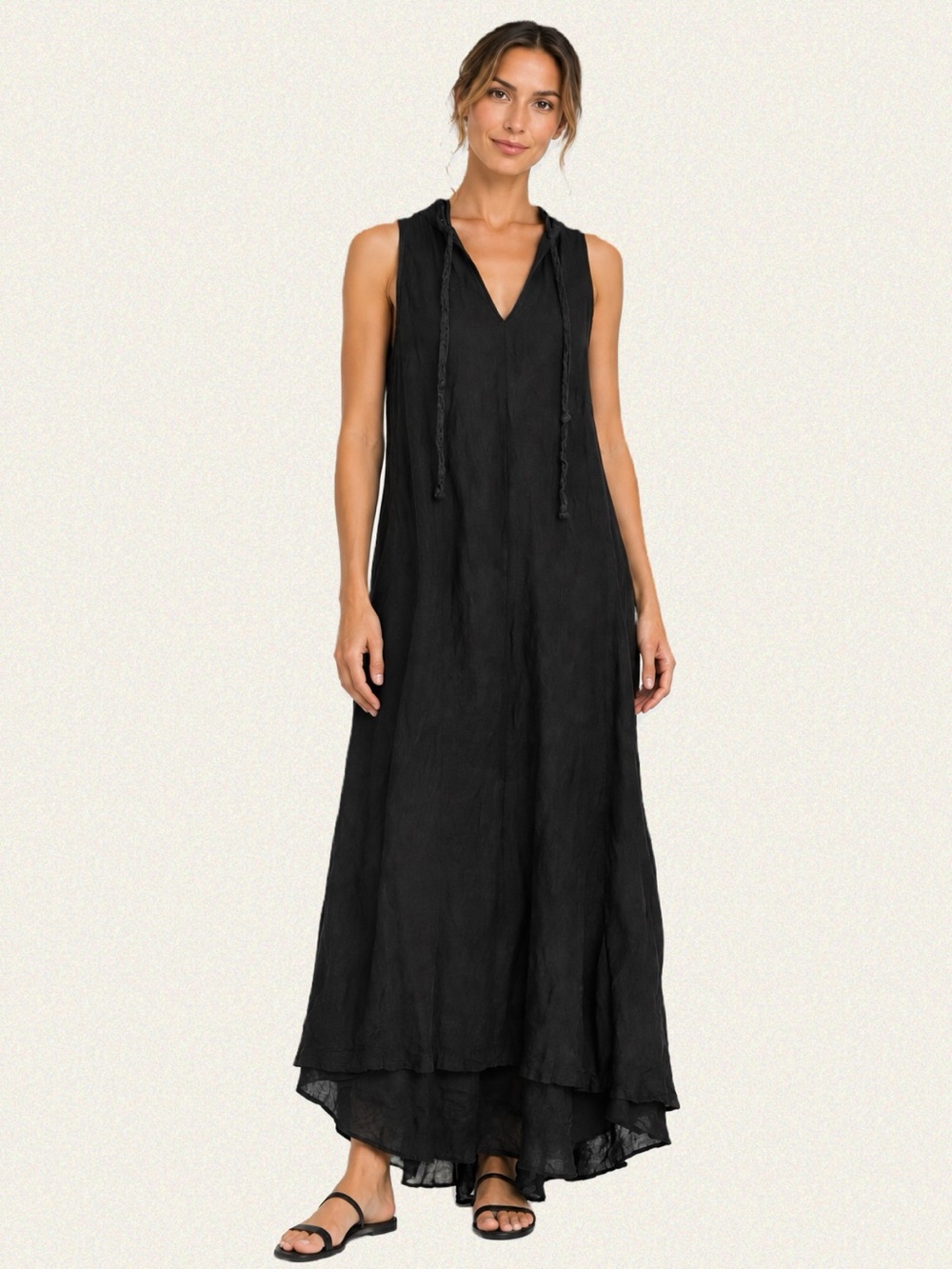 Sarah Pacini Layered Linen Maxi Dress